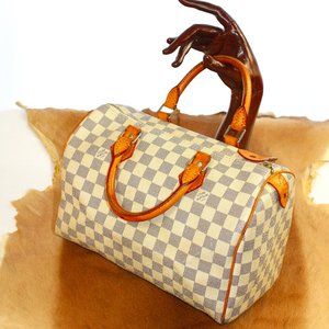 Louis Vuitton Vintage Damier Azur Speedy 30 Satchel